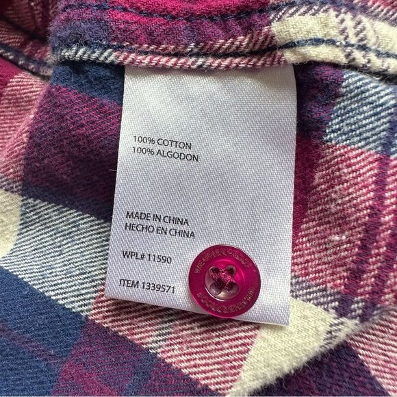 Weatherproof Purple & Blue Plaid Flannel Button Down Shirt, M - Picture 5 of 5